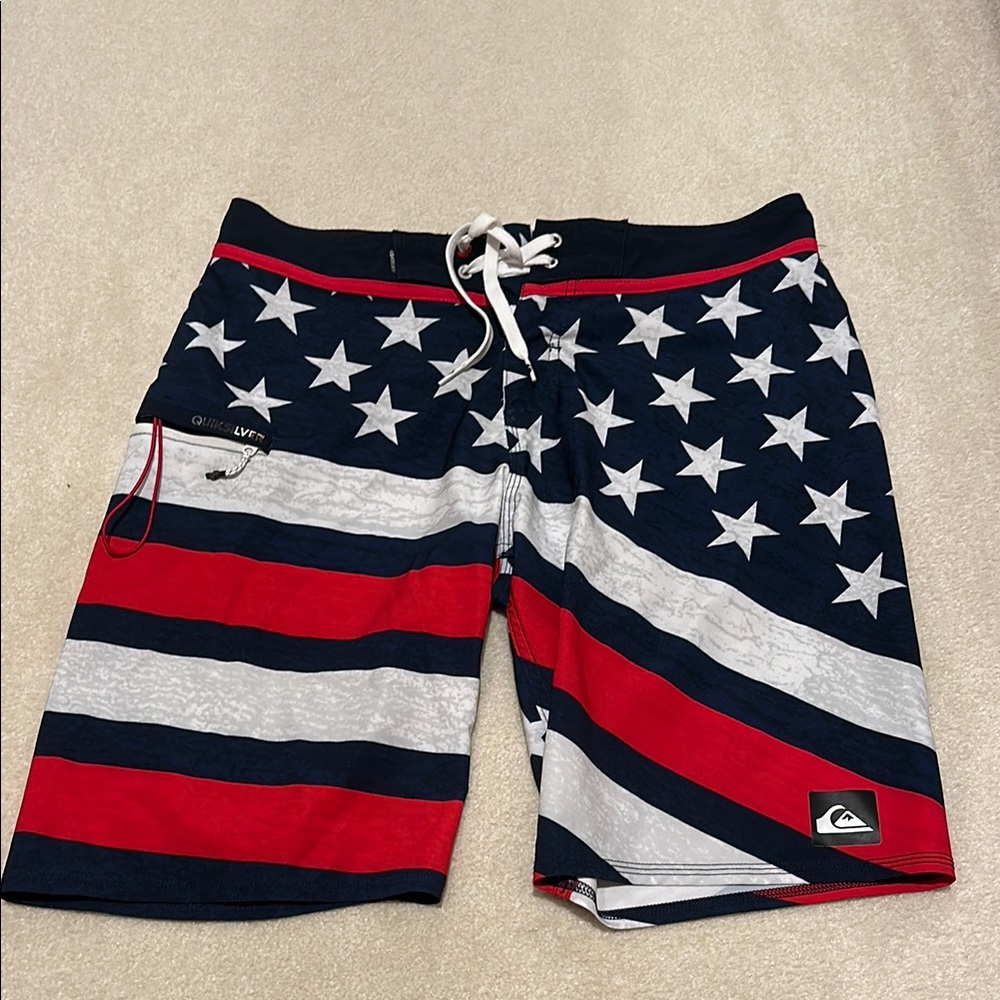 Quiksilver Red Blue Patriotic Board Shorts Swimwear 31